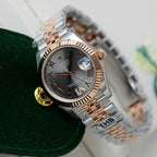 Rolex DateJust Women Demi Rose Gold Watch Gray Dial 31mm