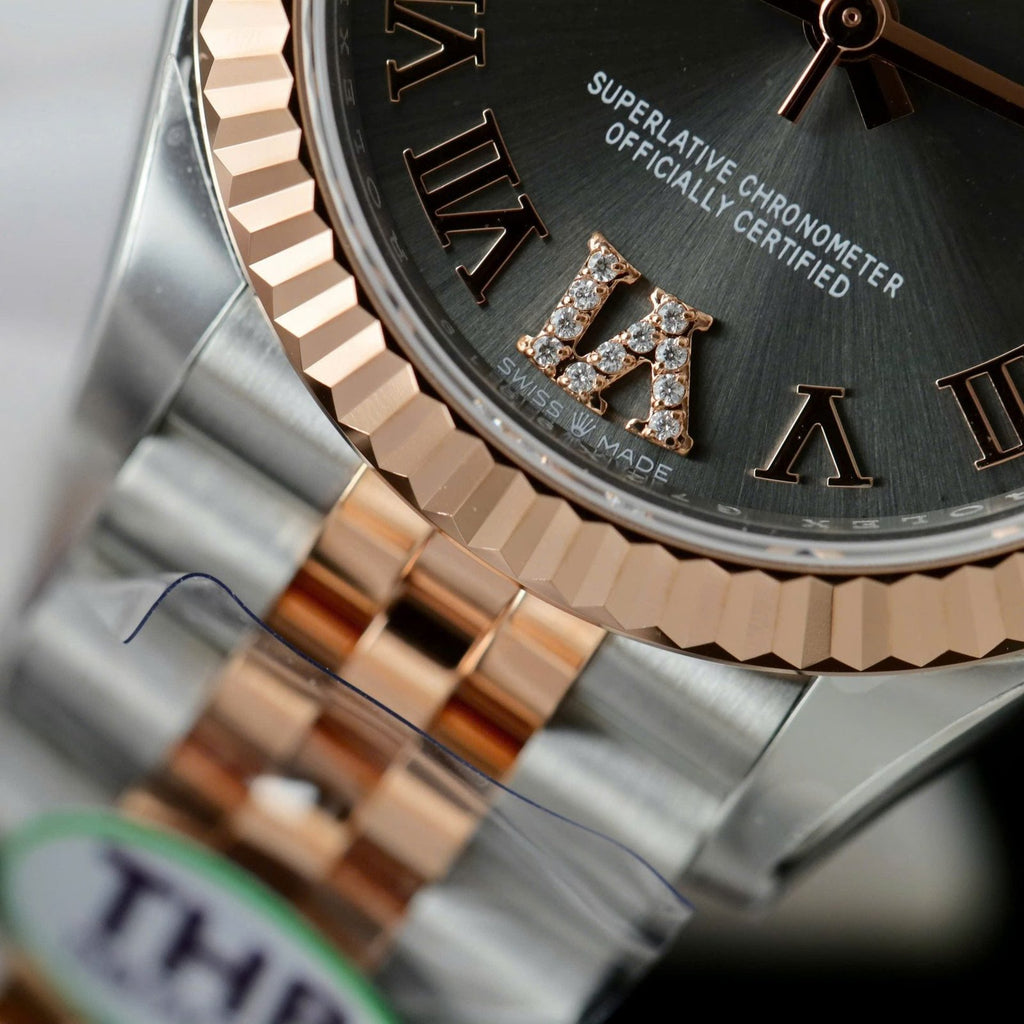 Rolex DateJust Women Demi Rose Gold Watch Gray Dial 31mm