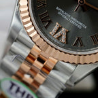 Rolex DateJust Women Demi Rose Gold Watch Gray Dial 31mm