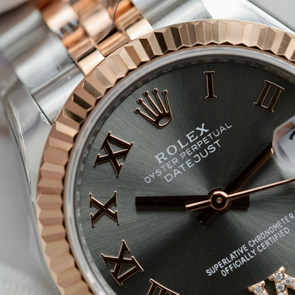 Rolex DateJust Women Demi Rose Gold Watch Gray Dial 31mm