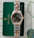 Rolex DateJust Women Demi Rose Gold Watch Gray Dial 31mm