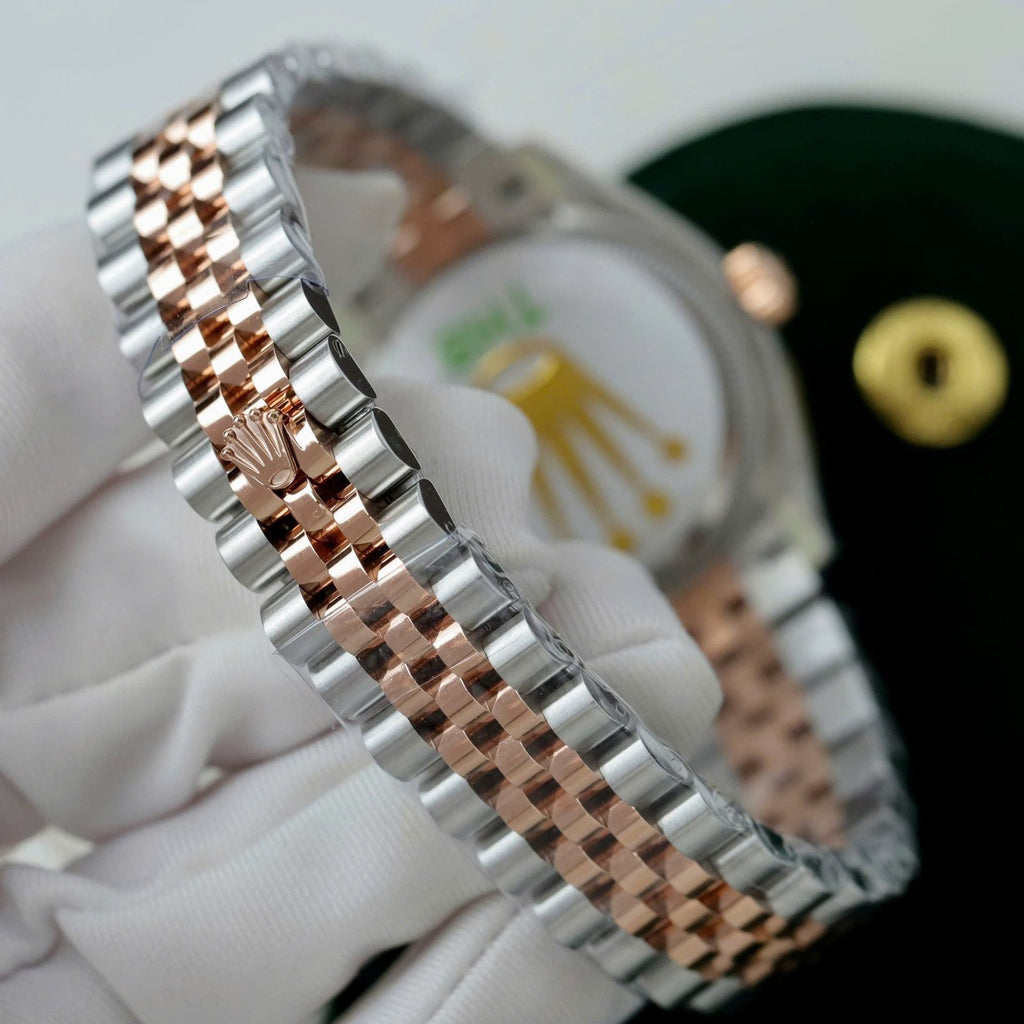 Rolex DateJust Women Demi Rose Gold Watch Gray Dial 31mm