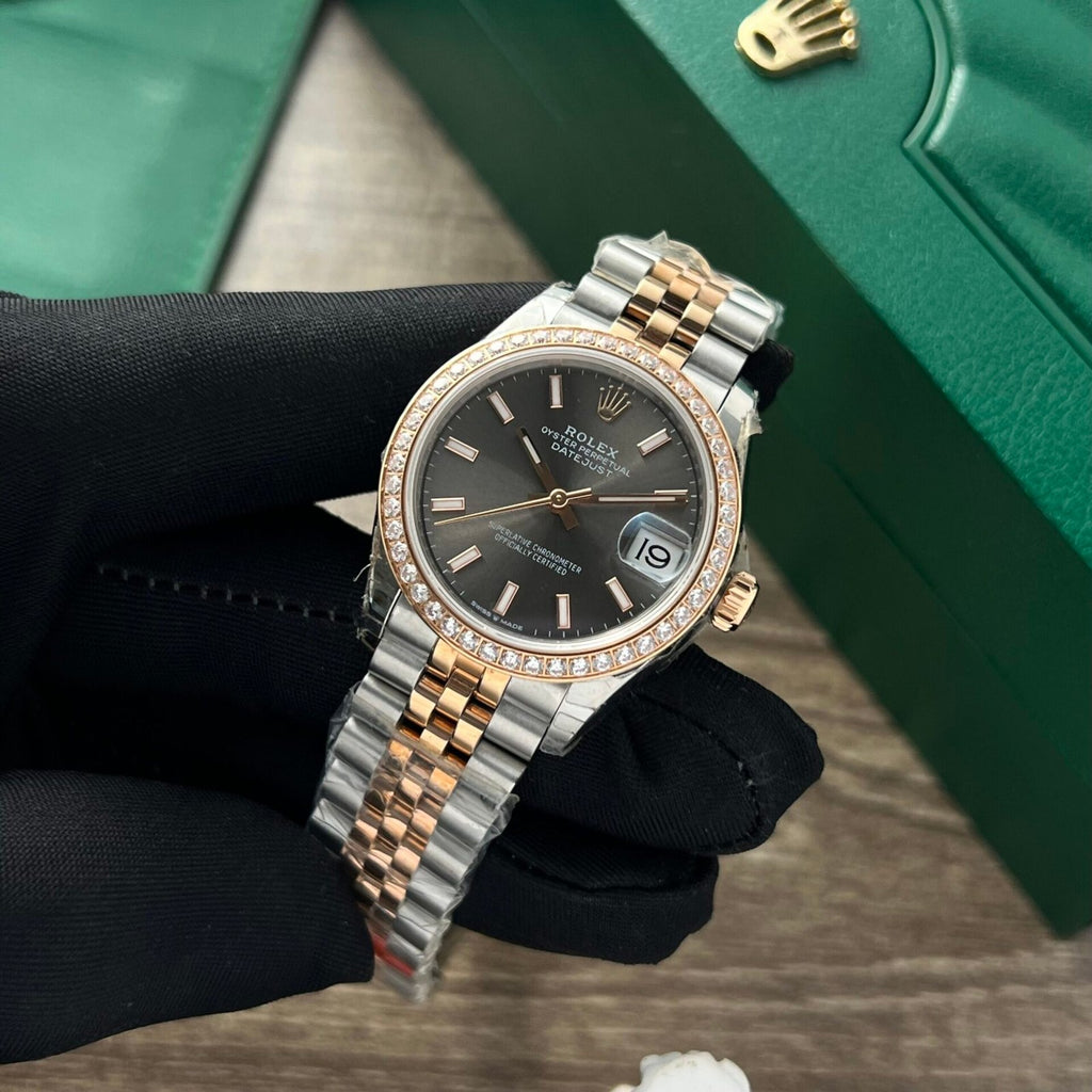 Rolex Date just Watch Womens Black Dial 31mm