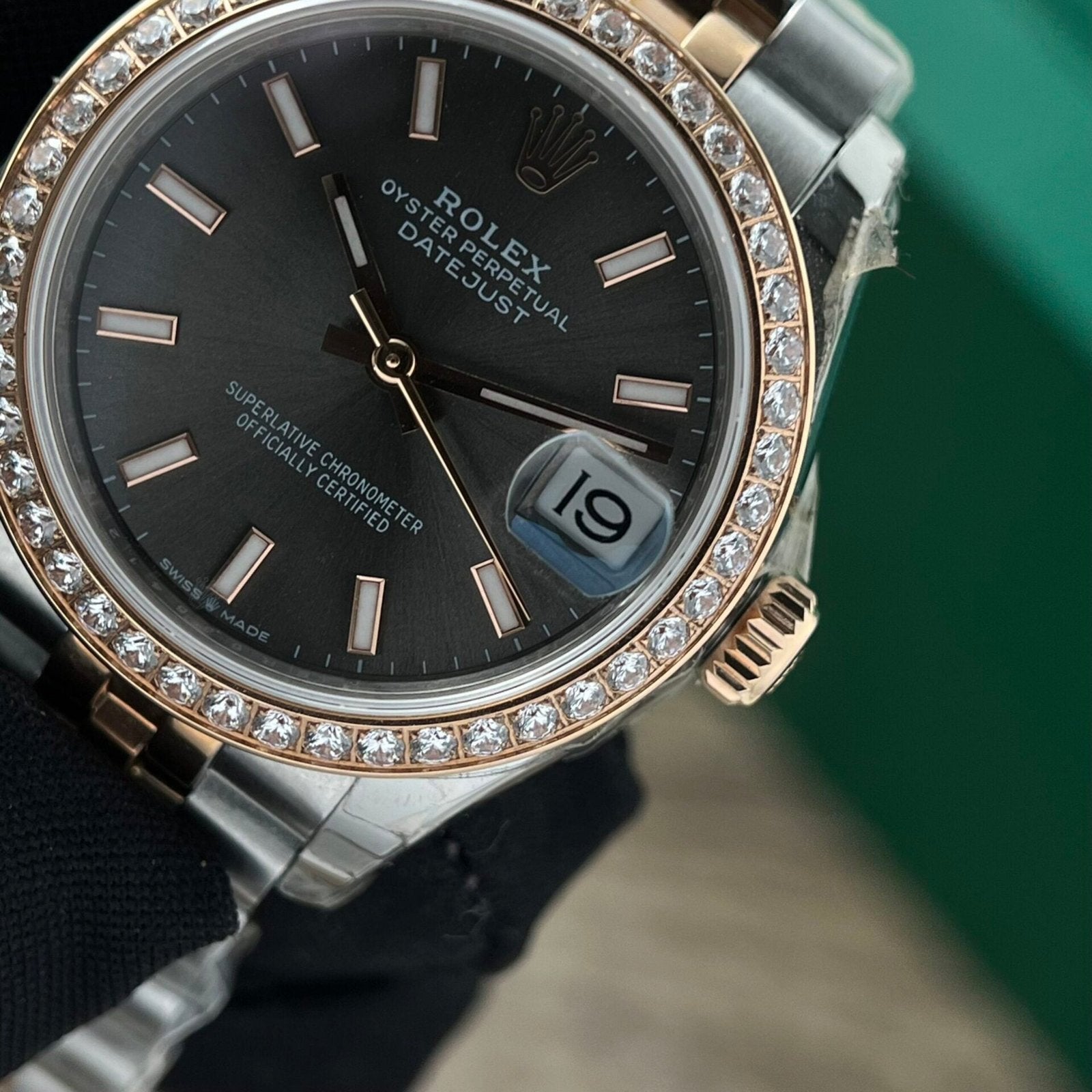 Rolex Date just Watch Womens Black Dial 31mm