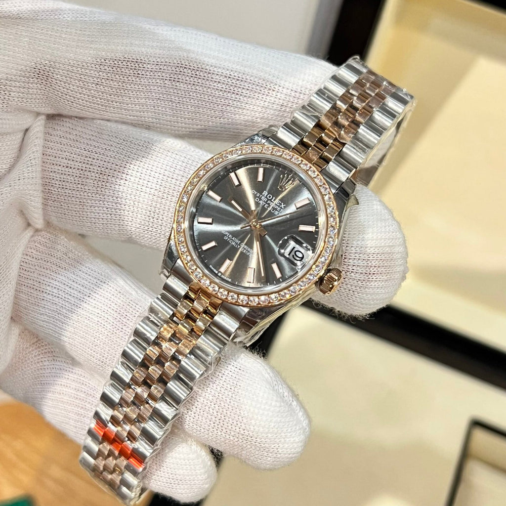 Rolex Date Just Women’s Watch With Diamonds Gray Dial 31mm