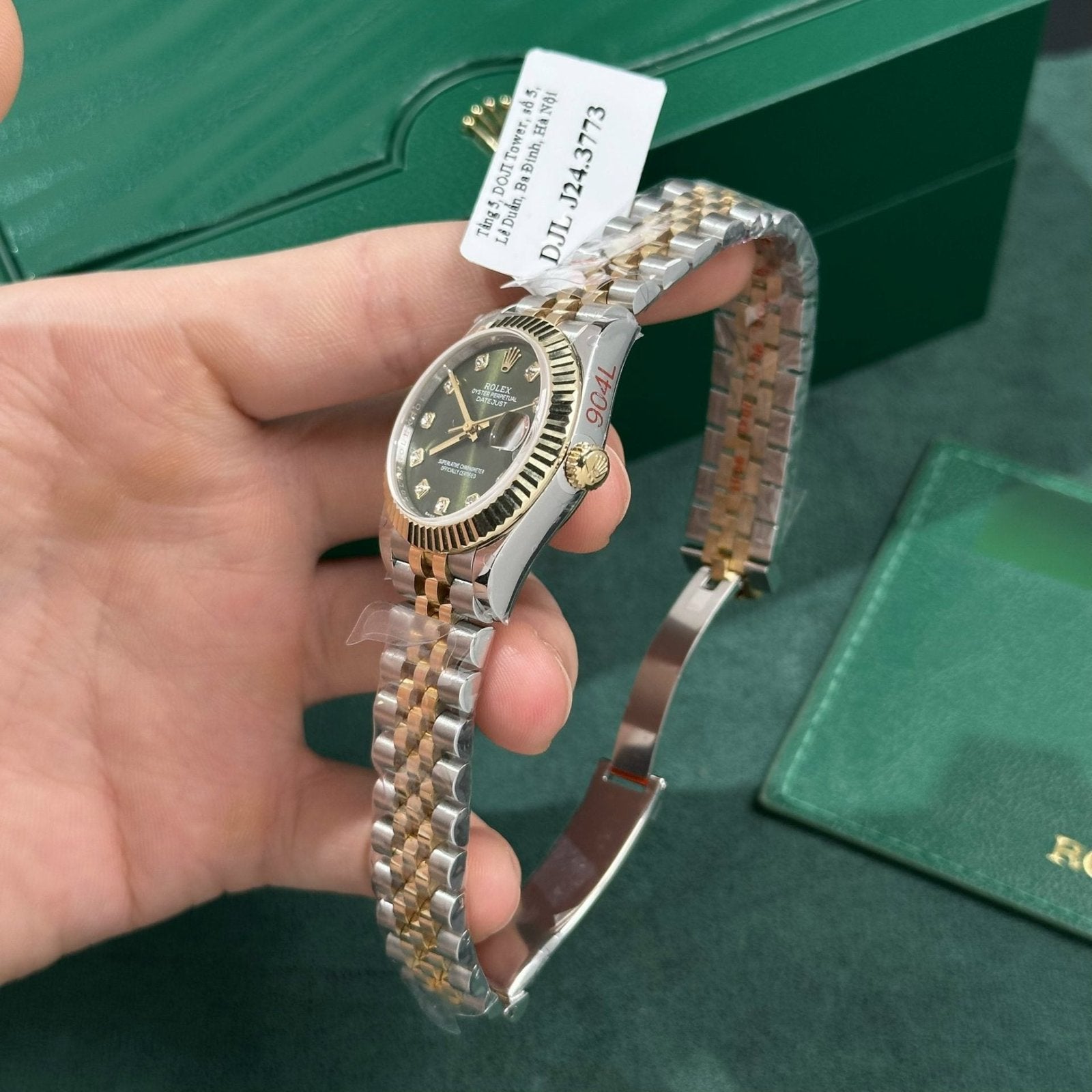 Rolex Watch DateJust Gold Wrapped Green Dial 31mm