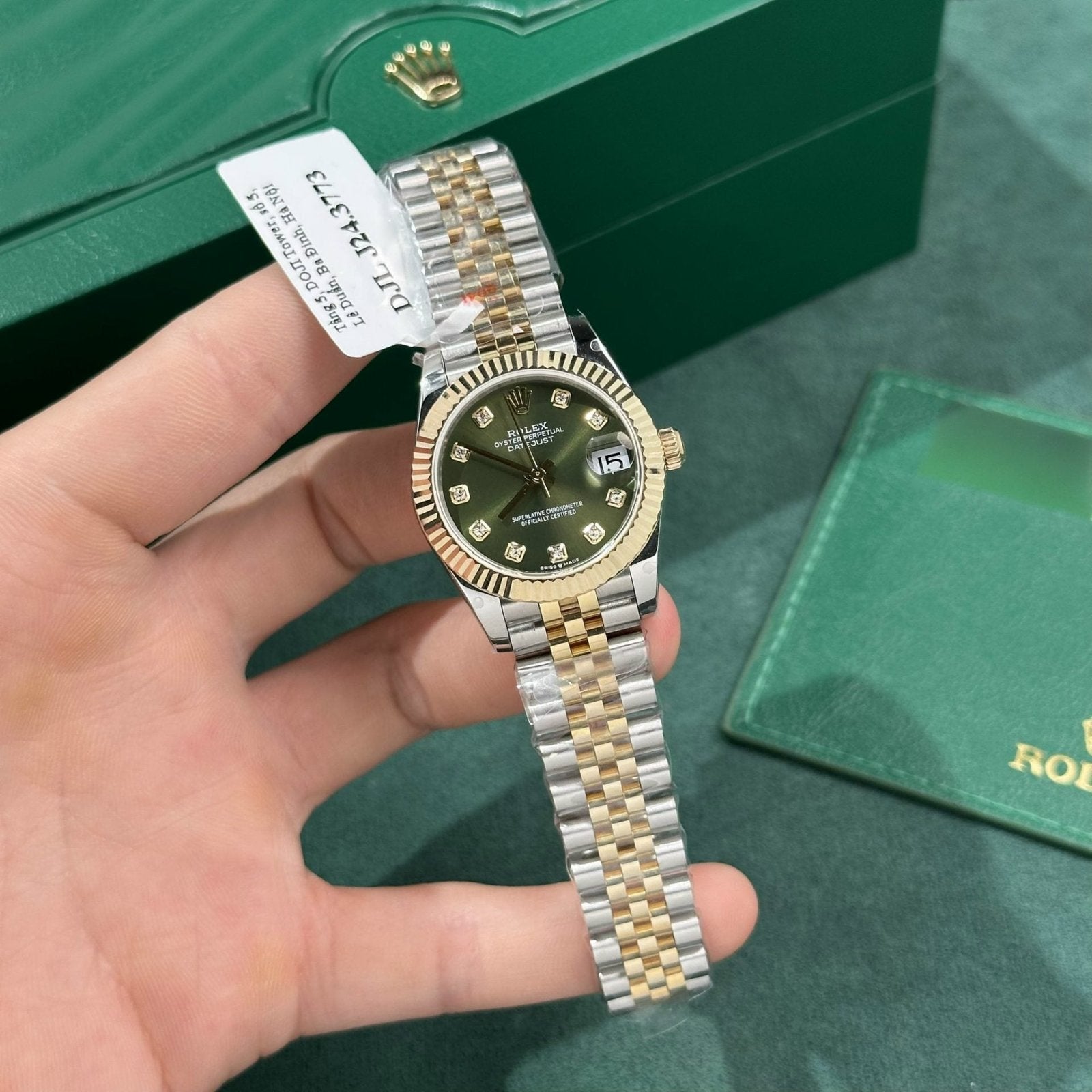 Rolex Watch DateJust Gold Wrapped Green Dial 31mm