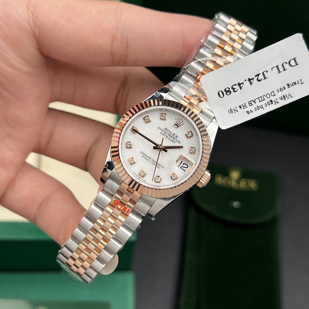 Rolex Watch DateJust Gold Wrapped Mother Of Pearl Dial 31mm