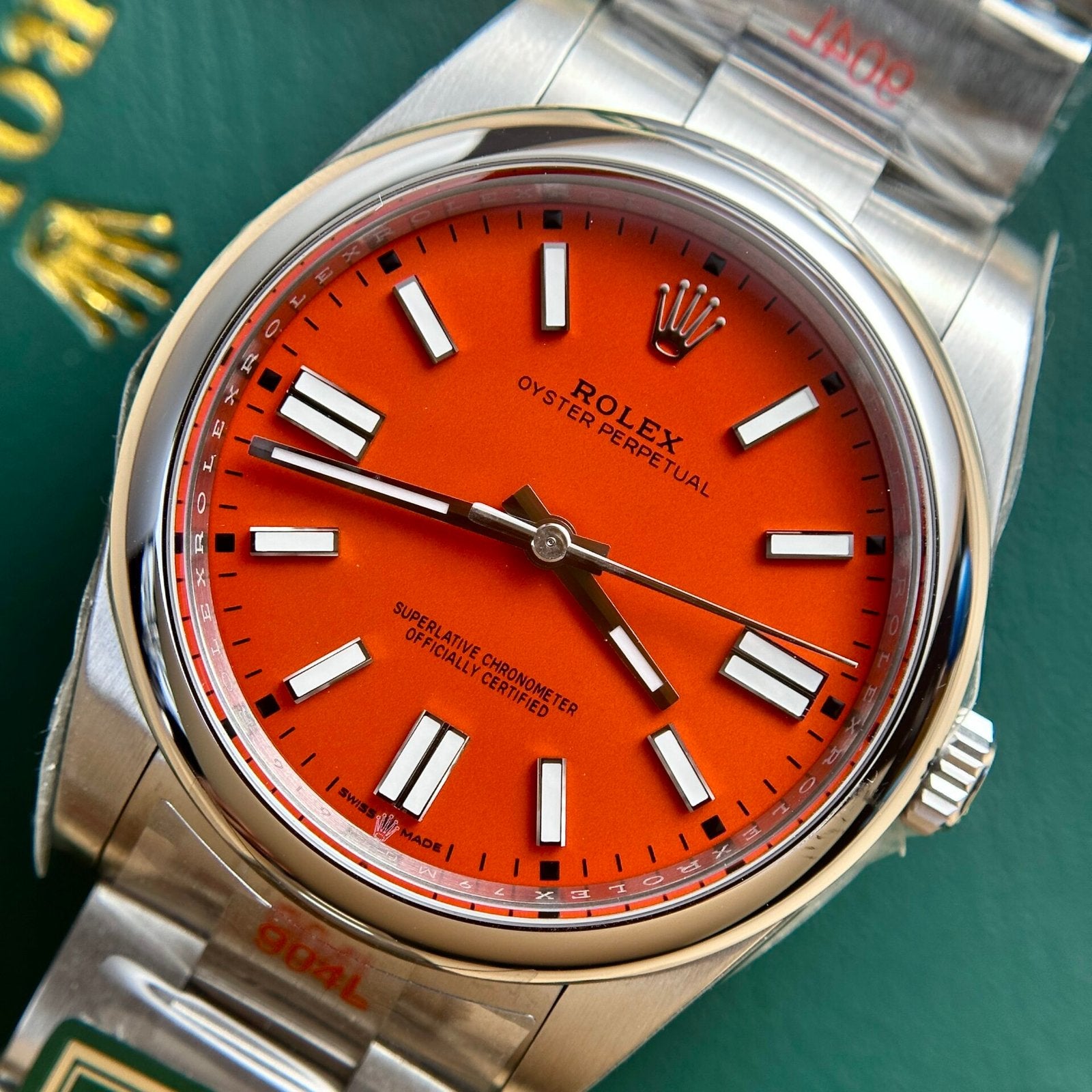 Rolex Oyster Perpetual 124300 Red Dial Oyster Strap 41mm