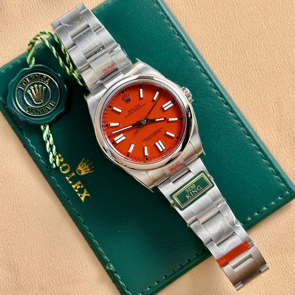 Rolex Oyster Perpetual 124300 Red Dial Oyster Strap 41mm