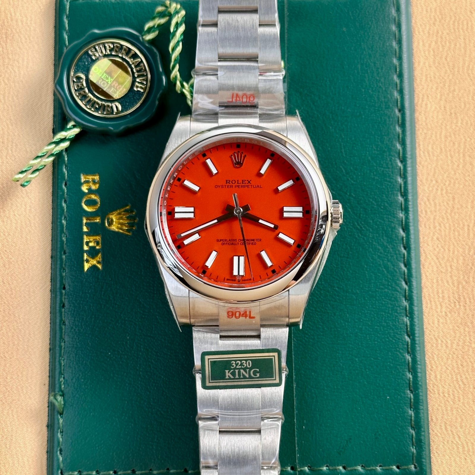 Rolex Oyster Perpetual 124300 Red Dial Oyster Strap 41mm