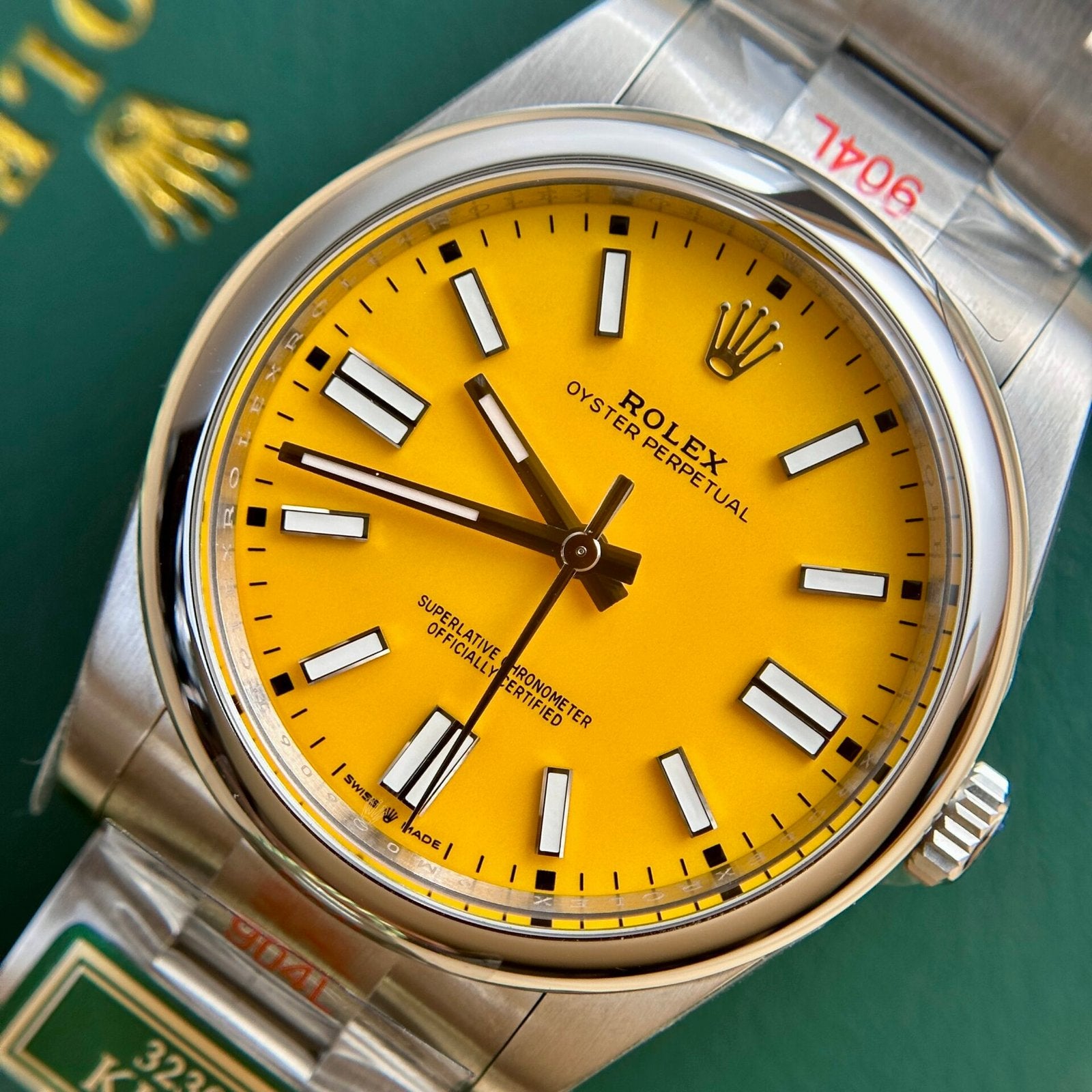 Rolex Oyster Perpetual 124300 Yellow Dial Watch 41mm