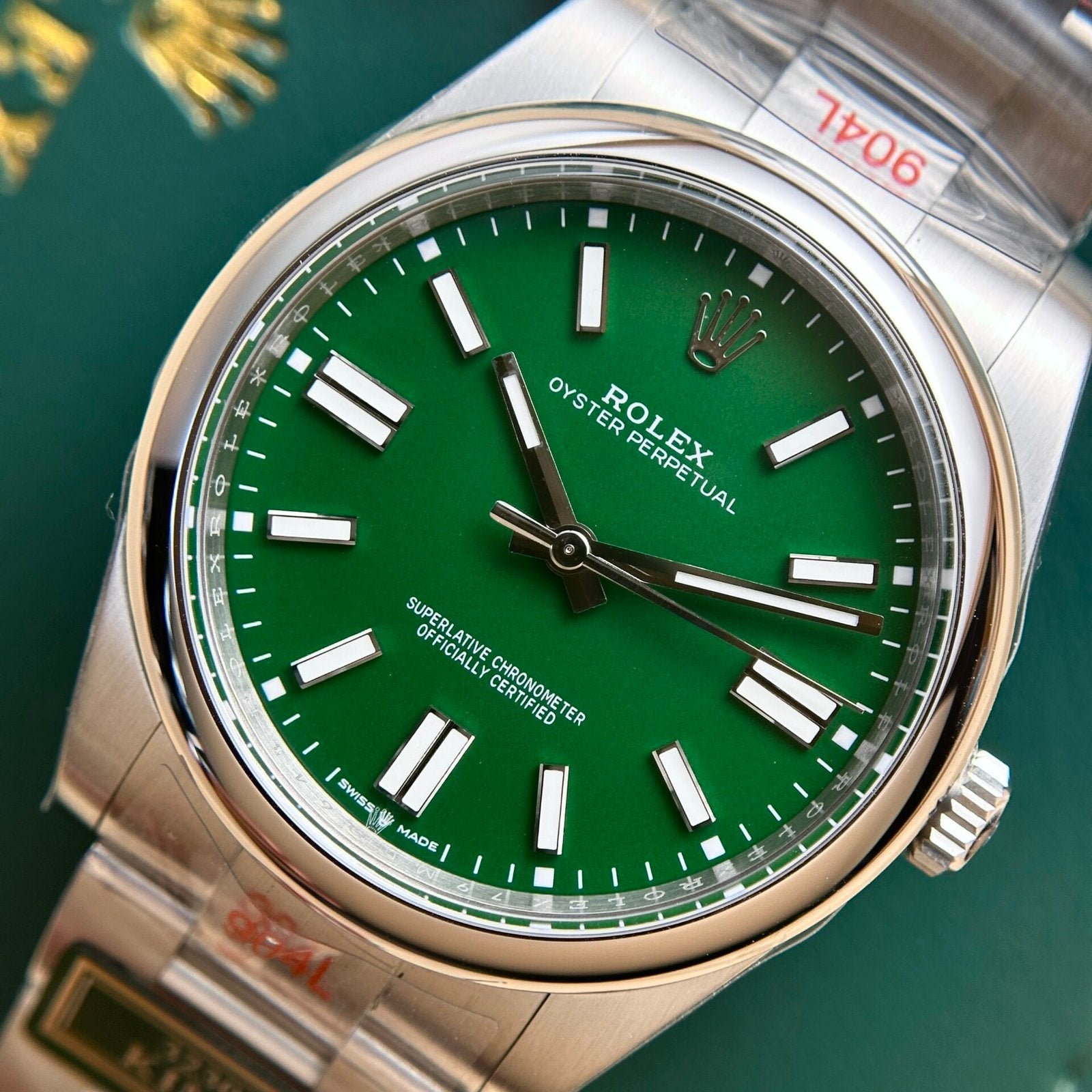 Rolex Oyster Perpetual 124300 Green Dial Watch 41mm