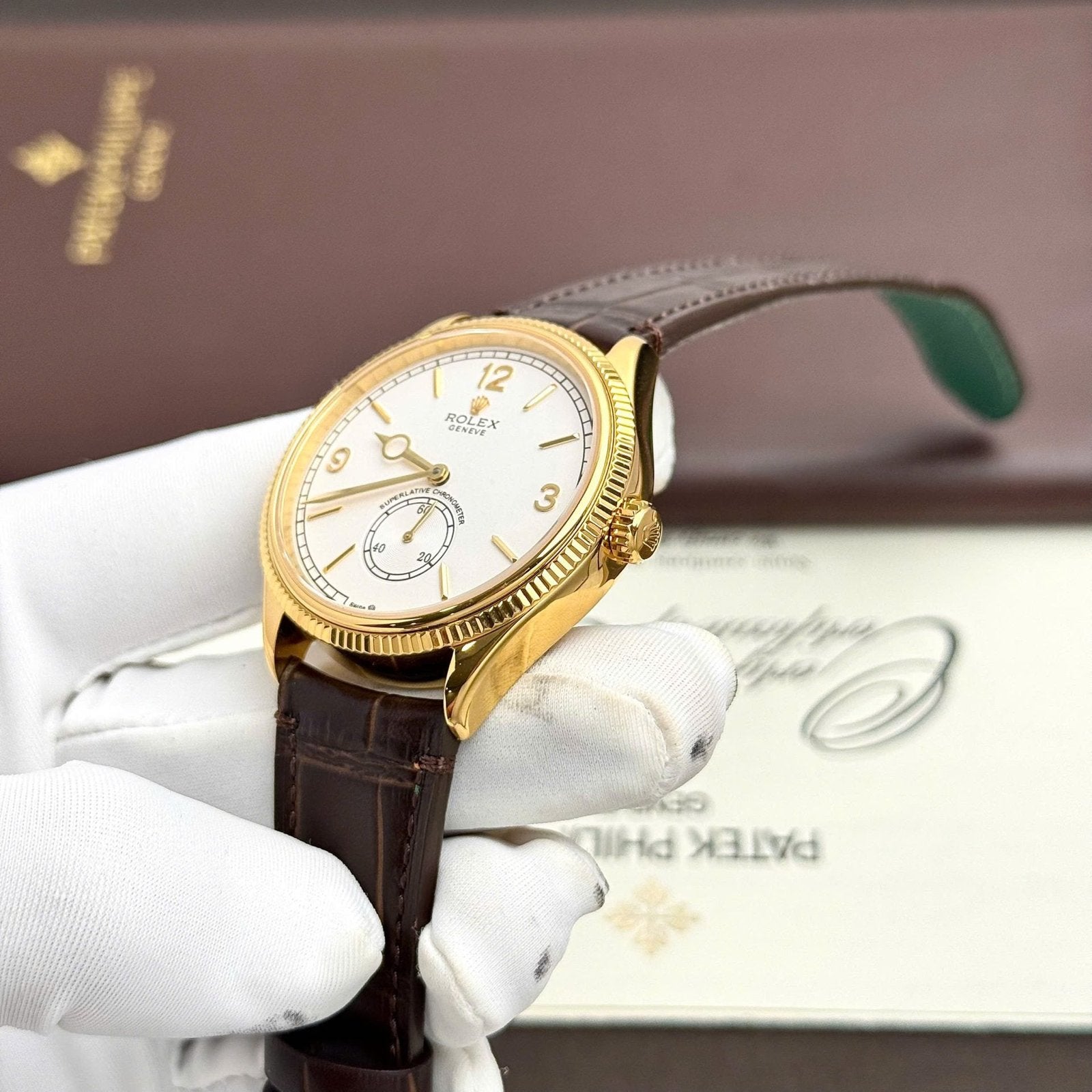 Rolex Perpetual 1908 Yellow 11 Watch White Dial 39mm