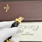 Rolex Perpetual 1908 Yellow Watch Black Dial Leather Strap 39mm