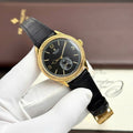 Rolex Perpetual 1908 Yellow Watch Black Dial Leather Strap 39mm