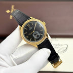 Rolex Perpetual 1908 Yellow Watch Black Dial Leather Strap 39mm