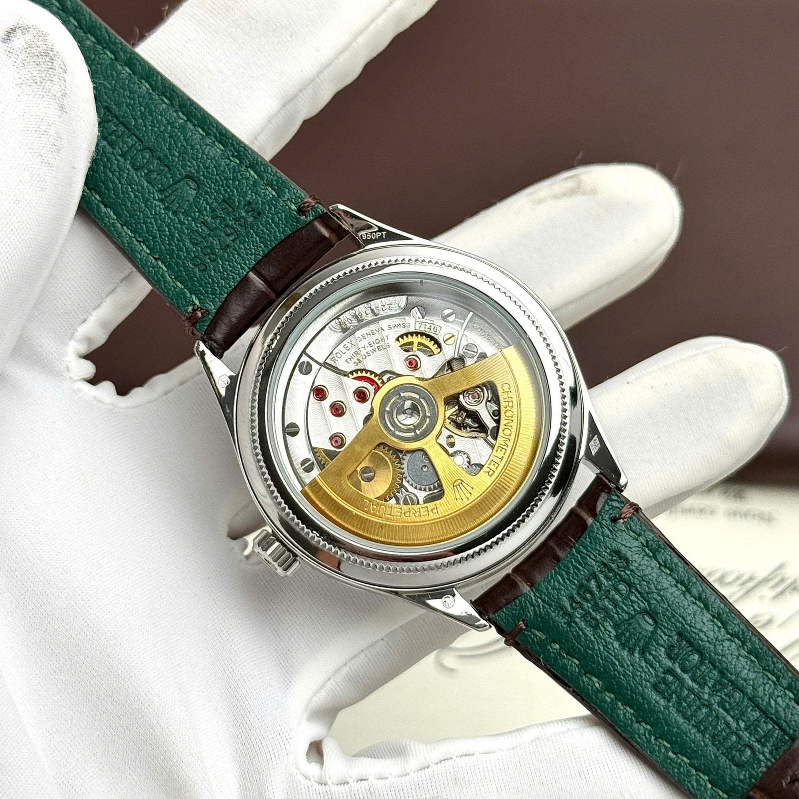 Rolex Perpetual 1908 Watch White Dial Leather Strap 39mm