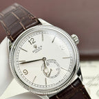 Rolex Perpetual 1908 Watch White Dial Leather Strap 39mm