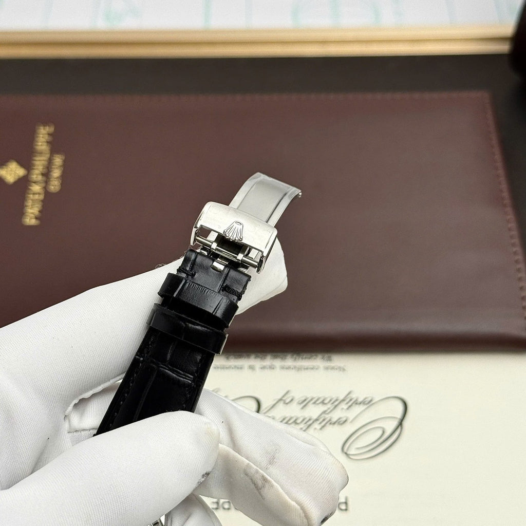 Rolex Perpetual 1908 Watch Tiffany Dial Leather Strap Black 39mm