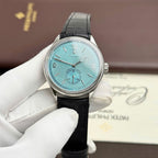 Rolex Perpetual 1908 Watch Tiffany Dial Leather Strap Black 39mm