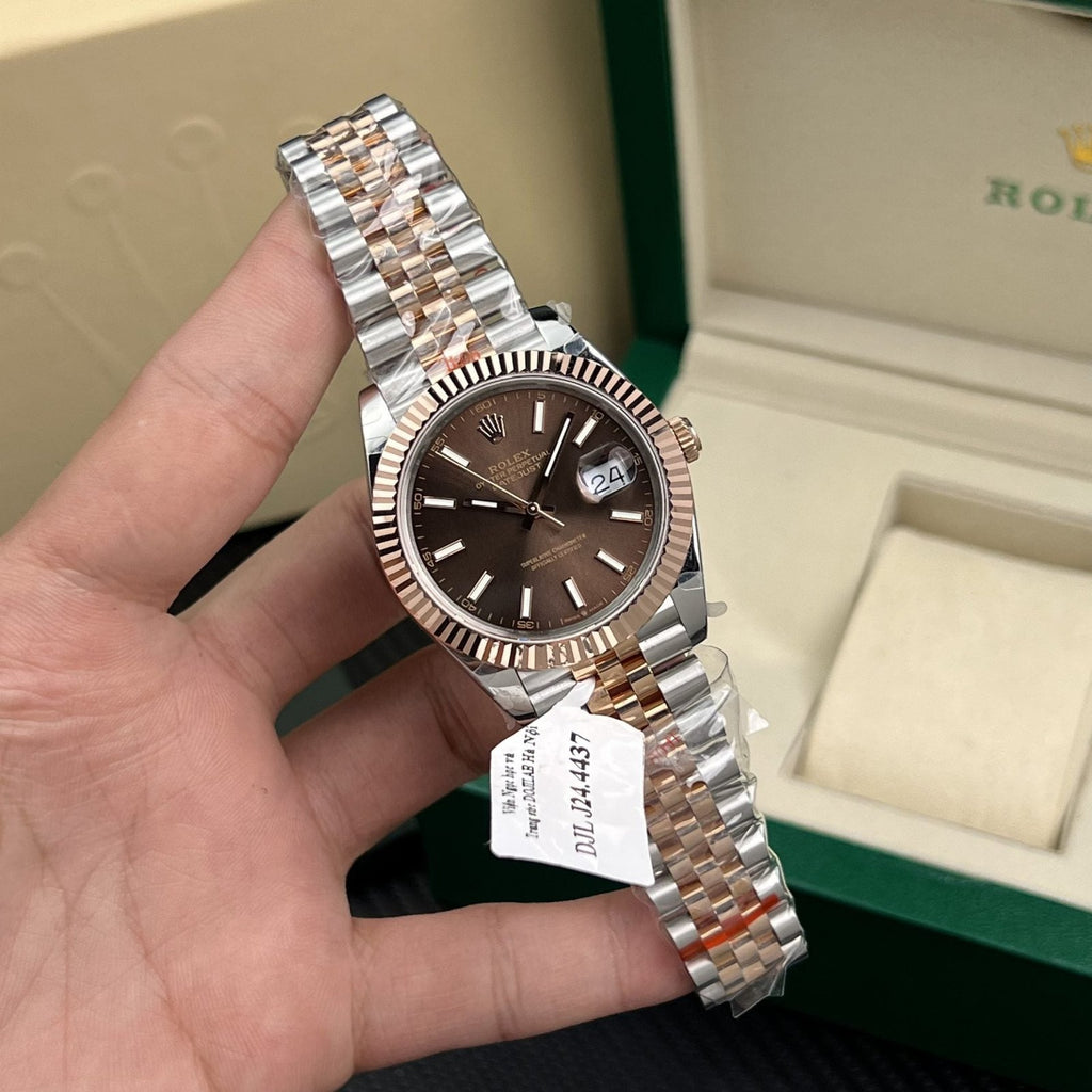 Rolex Watches Date Just Gold Wrapped Chocolate Dial 41mm