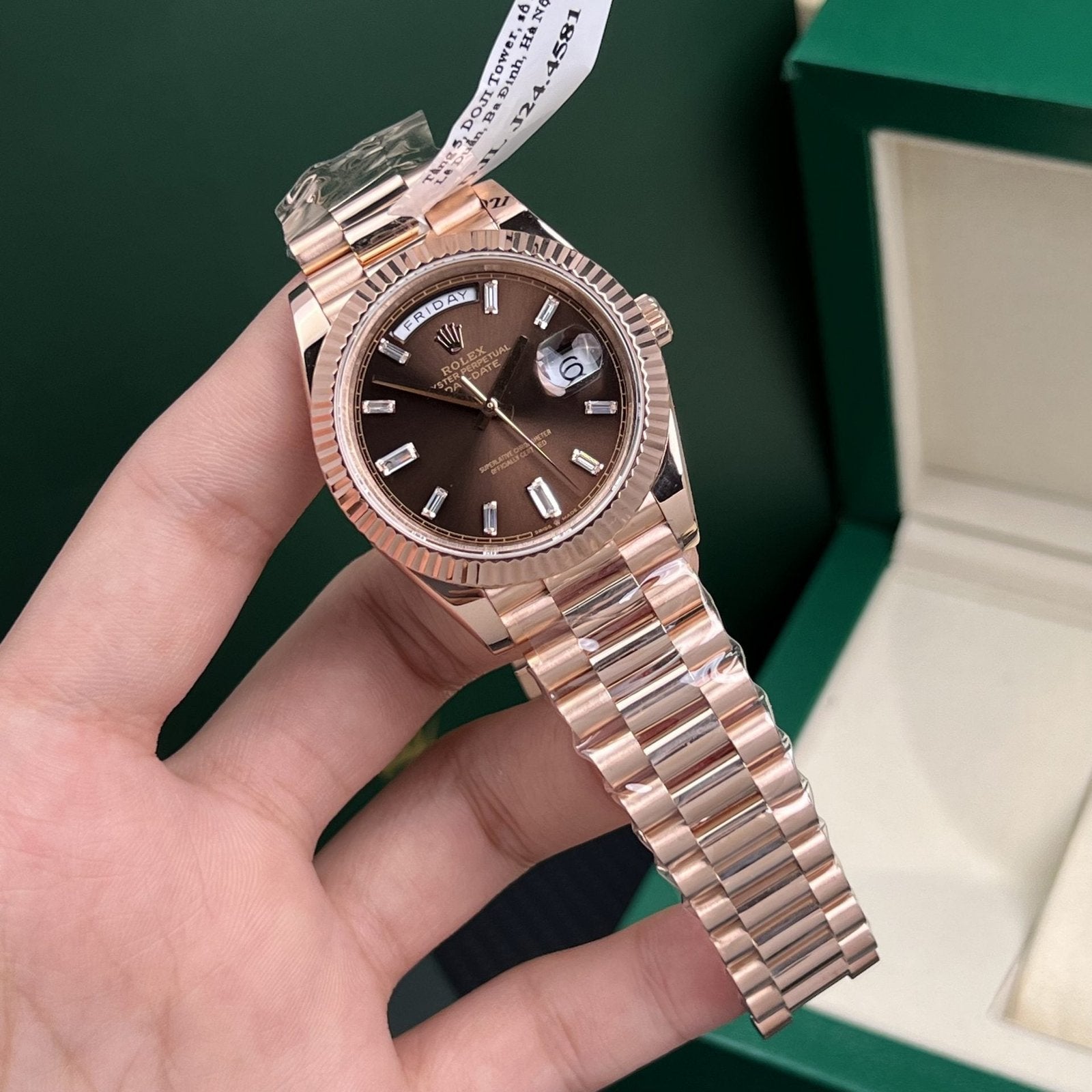 Rolex Watch Day-Date Gold Wrapped Chocolate Dial 40mm