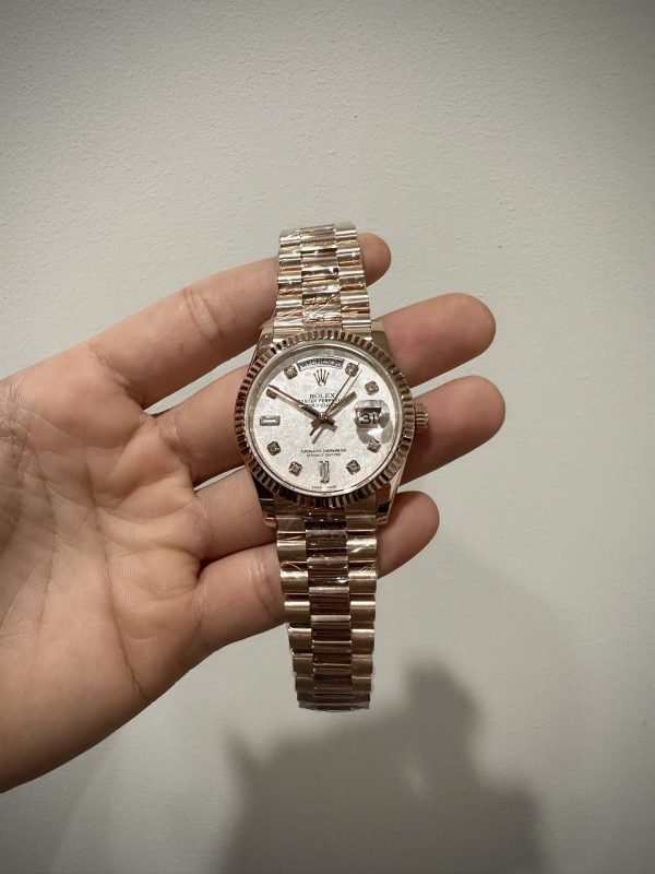 Rolex Day-Date 128235 Watch Gold Wrapped Meteorite Dial 36mm