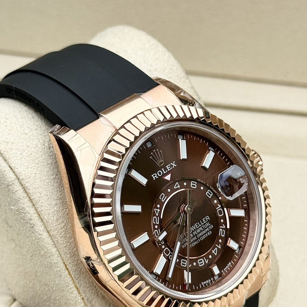 Rolex Watch Sky-Dweller 336235 Chocolate Dial Rubber Strap 42mm