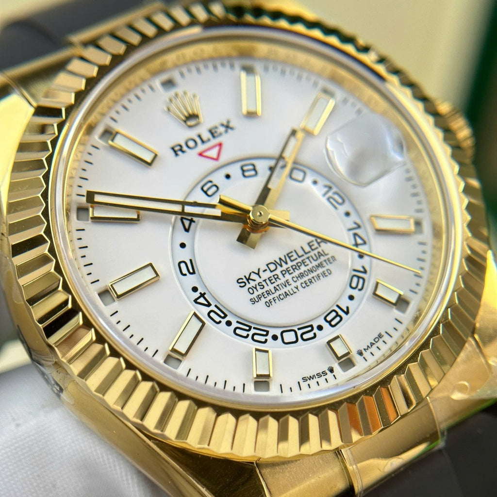 Rolex Sky-Dweller White Dial Watch Gold Plated 42mm