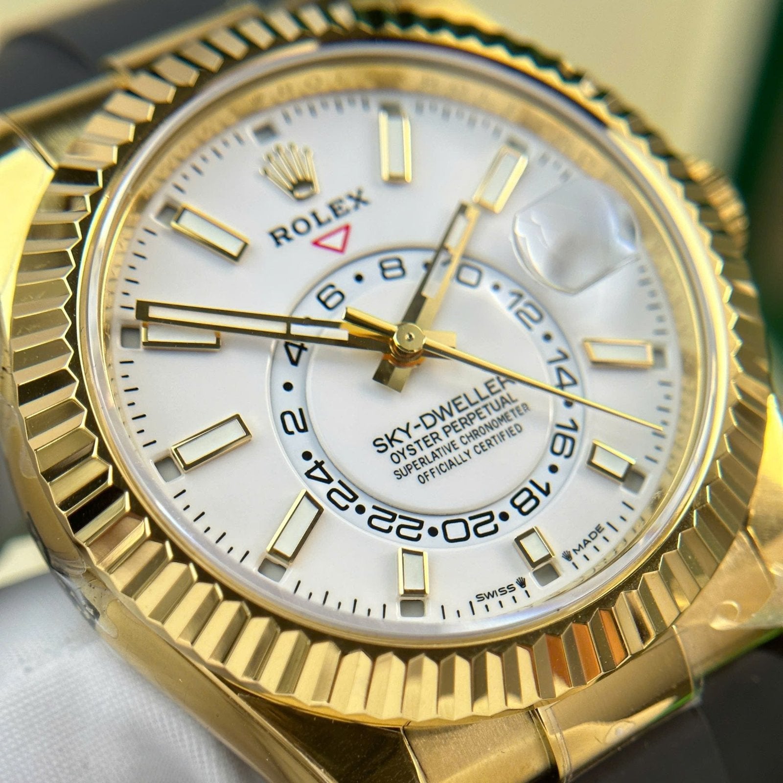 Rolex Sky-Dweller White Dial Watch Gold Plated 42mm
