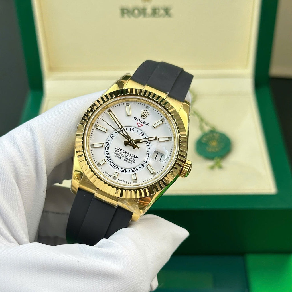 Rolex Sky-Dweller White Dial Watch Gold Plated 42mm
