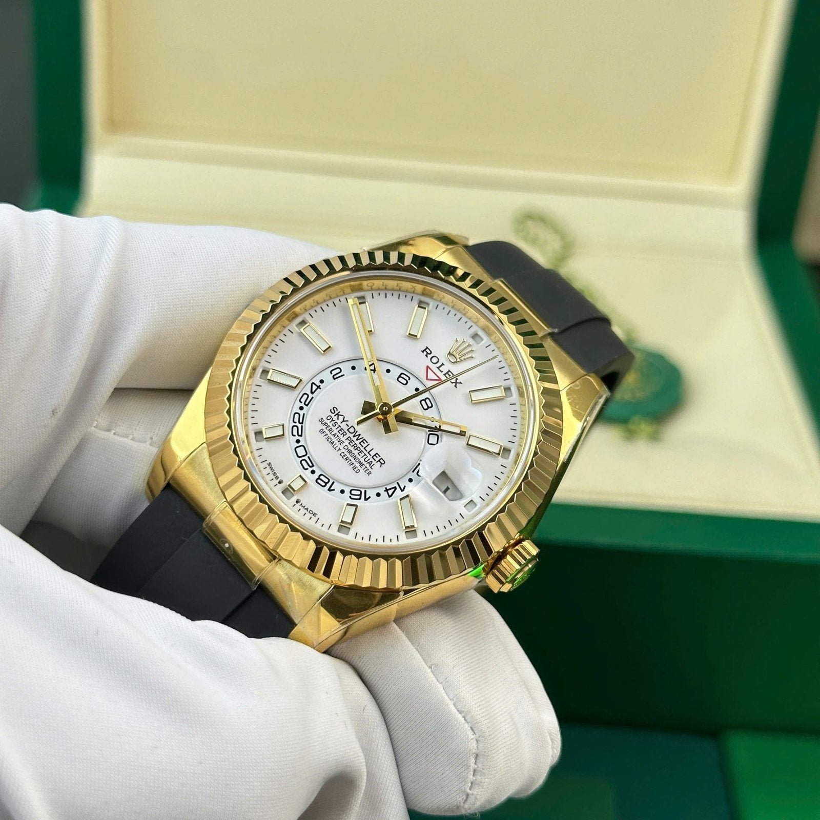 Rolex Sky-Dweller White Dial Watch Gold Plated 42mm