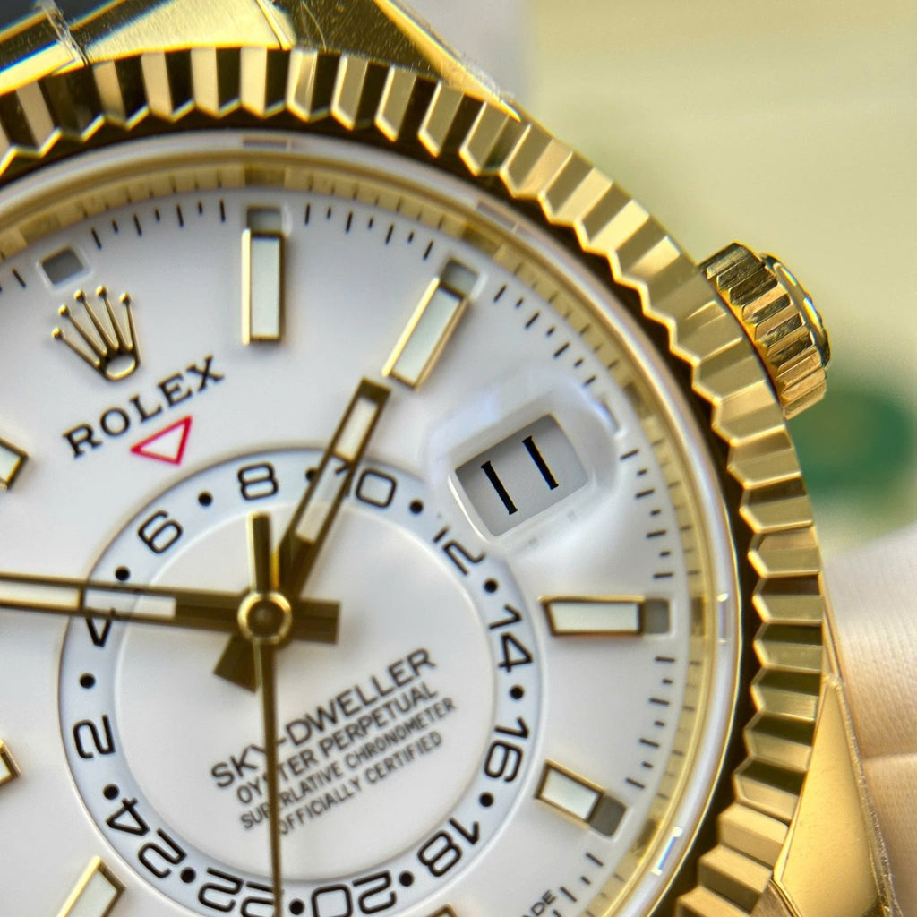 Rolex Sky-Dweller White Dial Watch Gold Plated 42mm