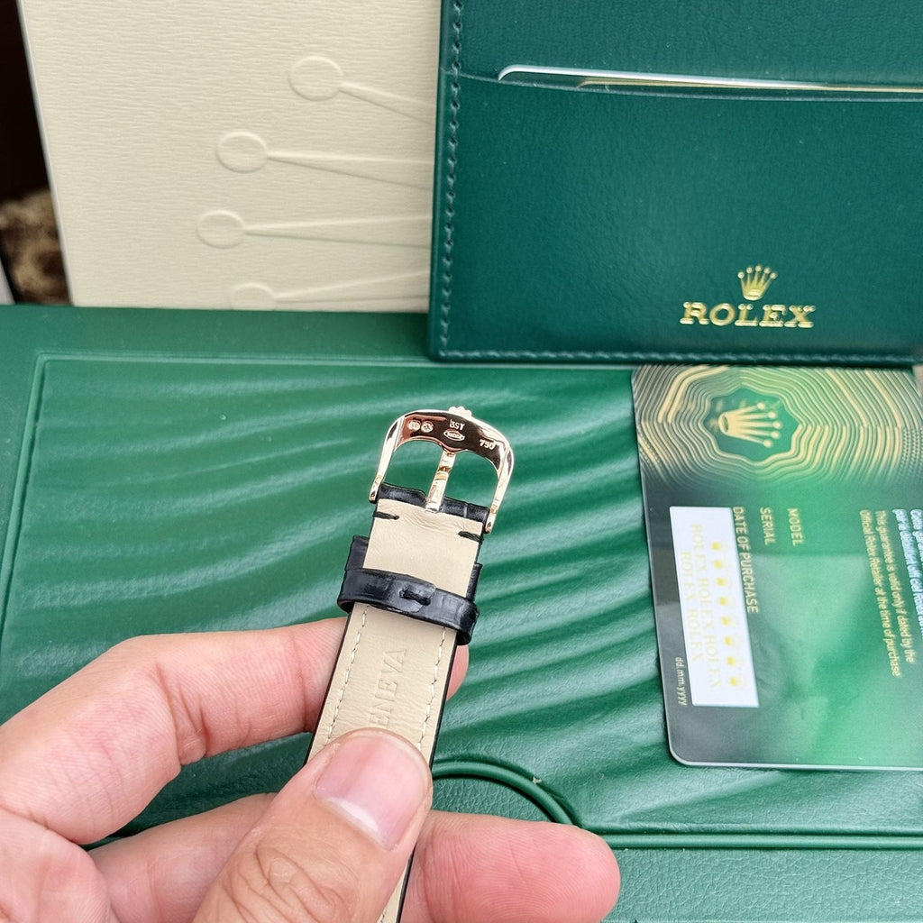 Rolex Watch Cellini 50525 White Dial Leather Strap 39mm