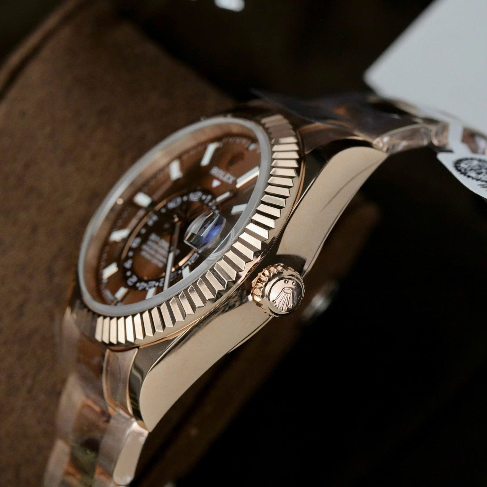 Rolex Sky-Dweller Chocolate Dial Watch 18K Gold Wrapped 42mm