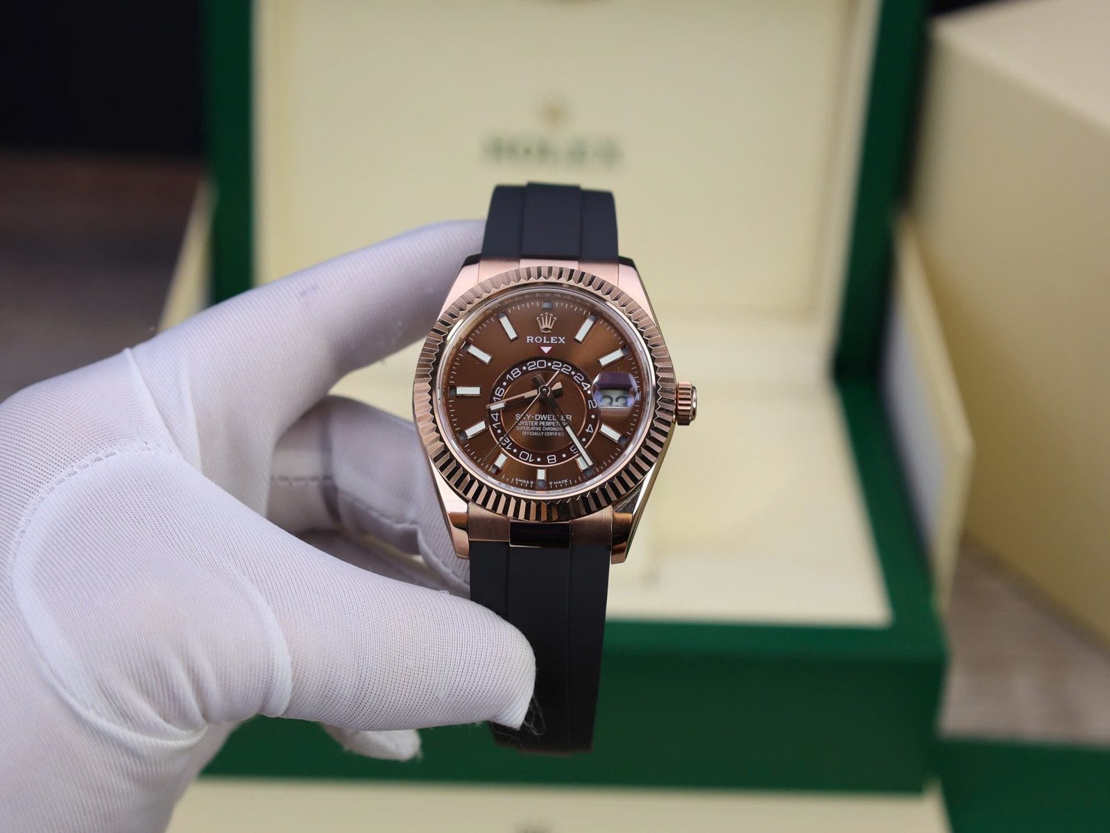 Rolex Sky-Dweller M336235 Gold Wrapped Chocolate Dial 42mm