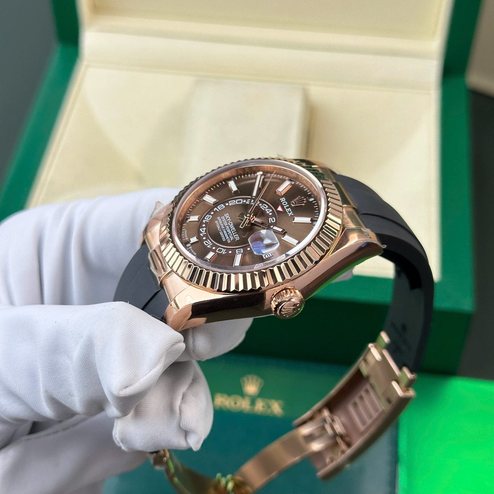 Rolex Sky-Dweller Brown Dial Watch Rose Gold Plated 42mm