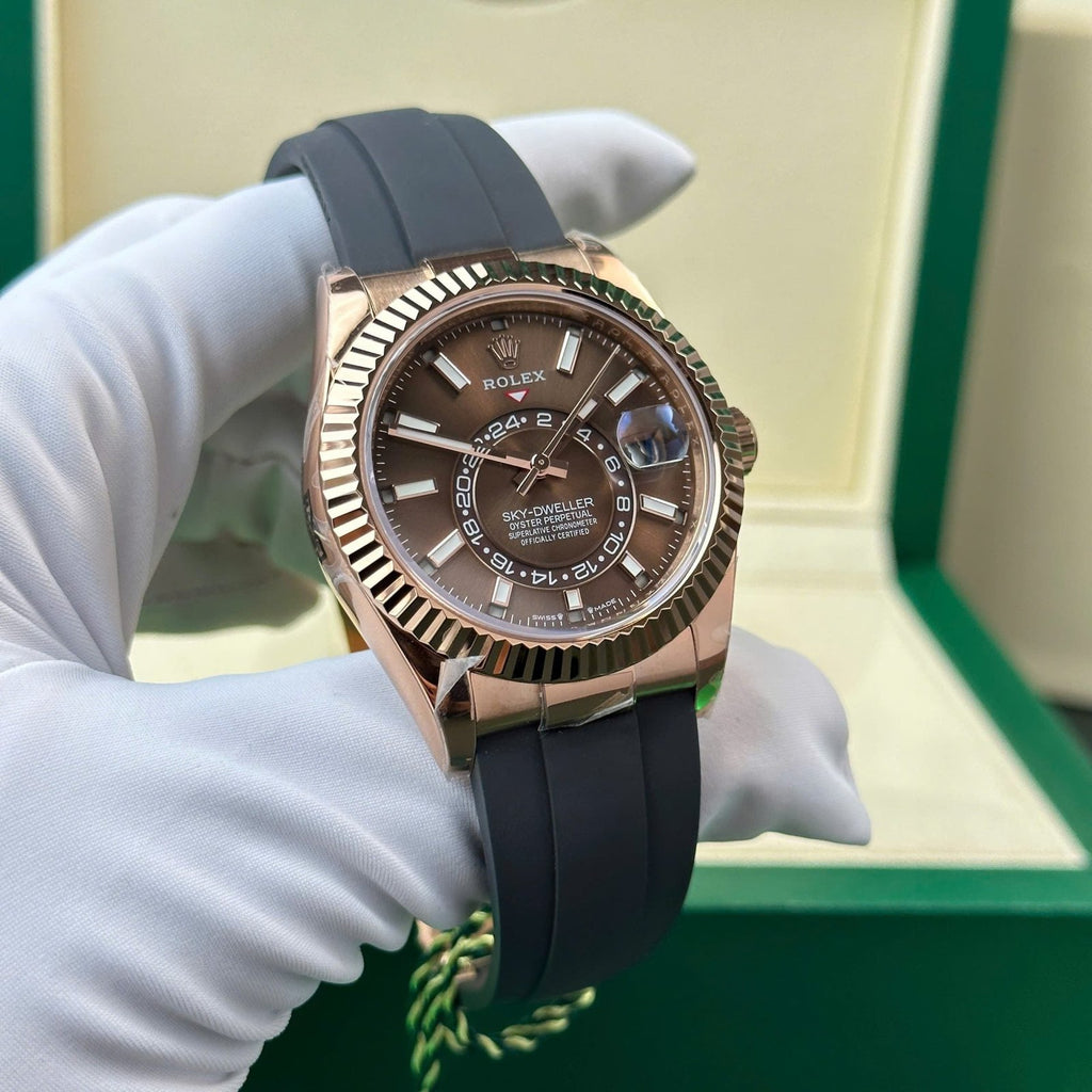 Rolex Sky-Dweller Brown Dial Watch Rose Gold Plated 42mm