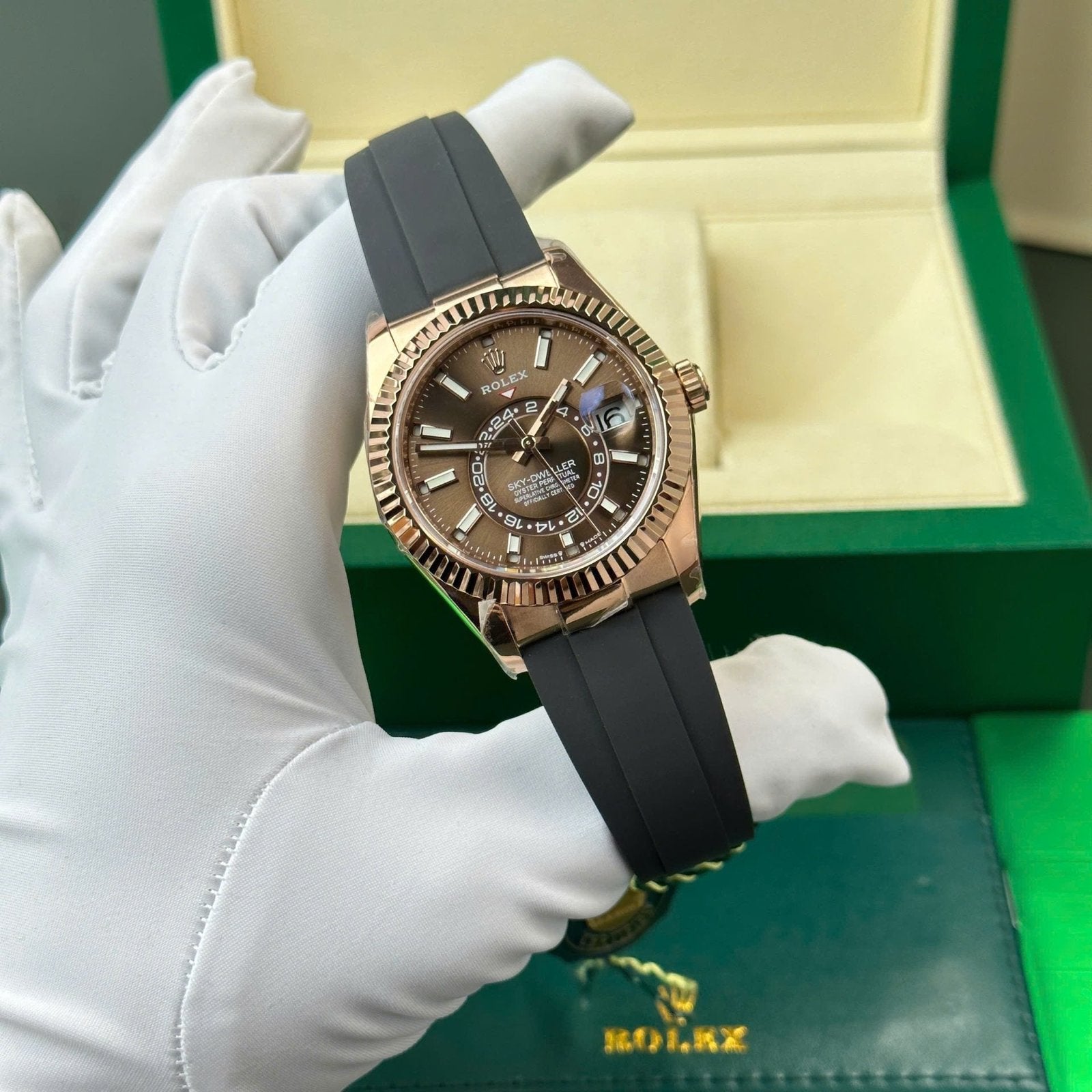 Rolex Sky-Dweller Brown Dial Watch Rose Gold Plated 42mm