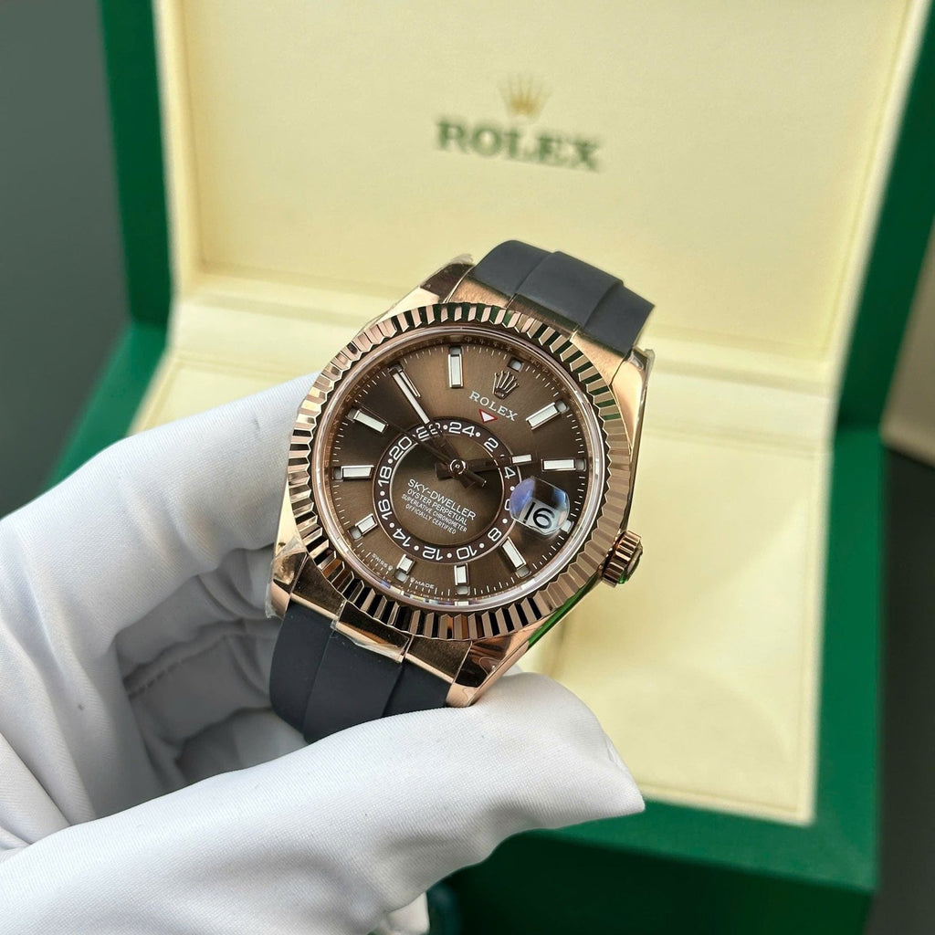 Rolex Sky-Dweller Brown Dial Watch Rose Gold Plated 42mm