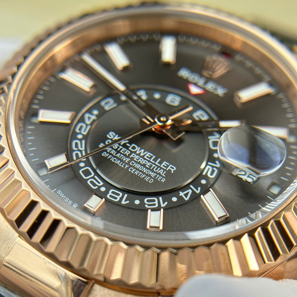 Rolex Sky-Dweller Gray Dial Watch Rose Gold Plated 42mm