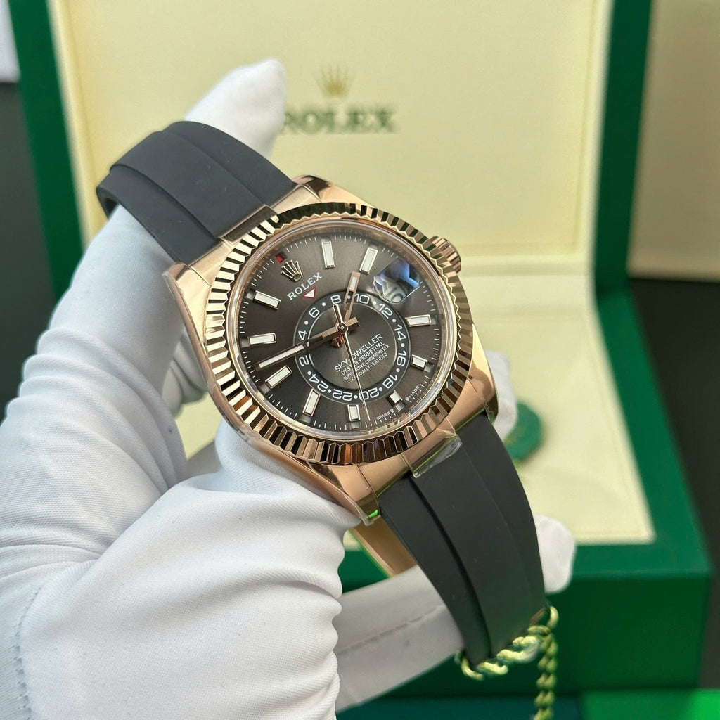 Rolex Sky-Dweller Gray Dial Watch Rose Gold Plated 42mm