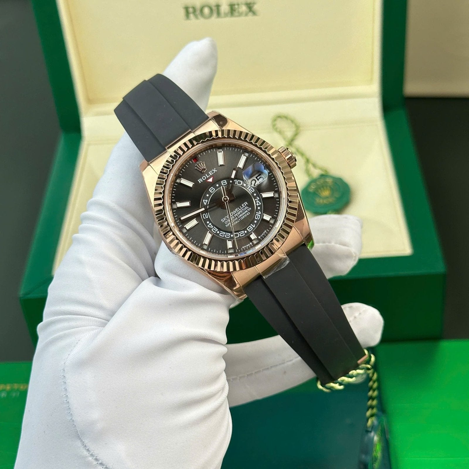 Rolex Sky-Dweller Gray Dial Watch Rose Gold Plated 42mm