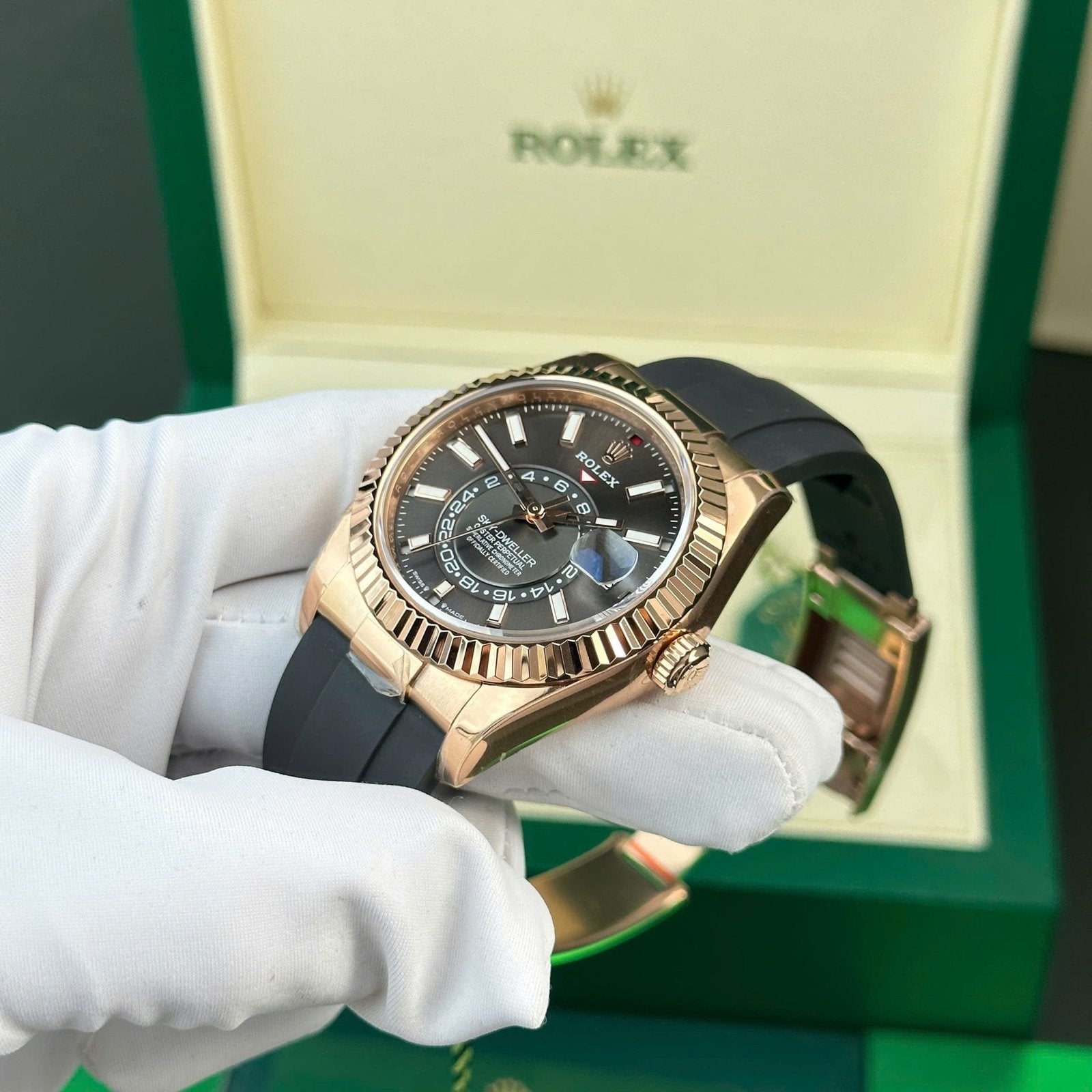 Rolex Sky-Dweller Gray Dial Watch Rose Gold Plated 42mm