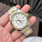 Rolex Sky-Dweller Watch White Dial Demi Oyster Strap 41mm