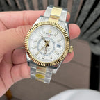 Rolex Sky-Dweller Watch White Dial Demi Oyster Strap 41mm
