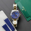 Rolex Submariner Dial Blue Watch Gold Wrapped 40mm