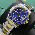 Rolex Submariner Dial Blue Watch Gold Wrapped 40mm