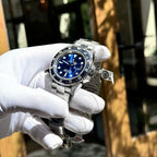 Rolex Submariner Blue Dial Watch Moissanite Diamonds + Synthetic Sapphire 41mm
